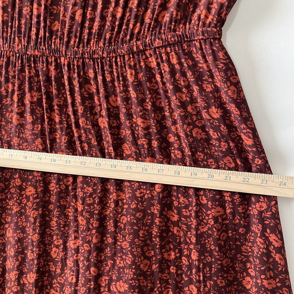 Old Navy Red Ditsy Floral Elastic Waist Tiered Hem Halter Maxi Dress Size L - Picture 7 of 12